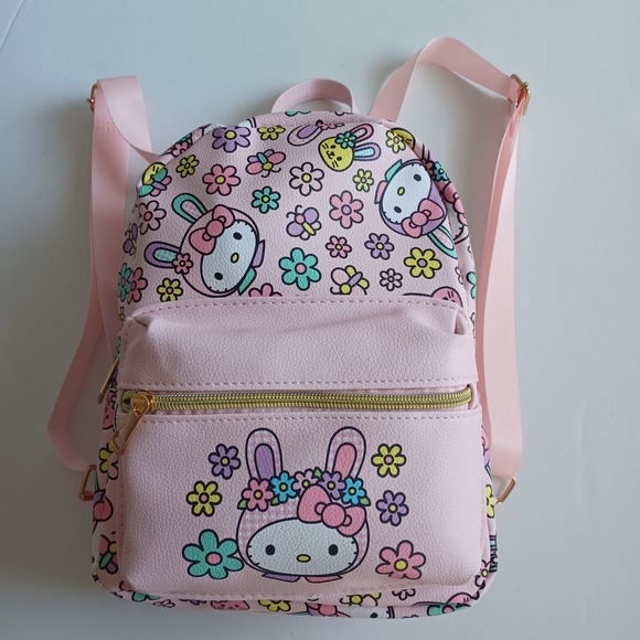 Sanrio Hello Kitty Mini Backpack Bunny Floral Print Faux Leather Kawaii Bioworld - Picture 6 of 6
